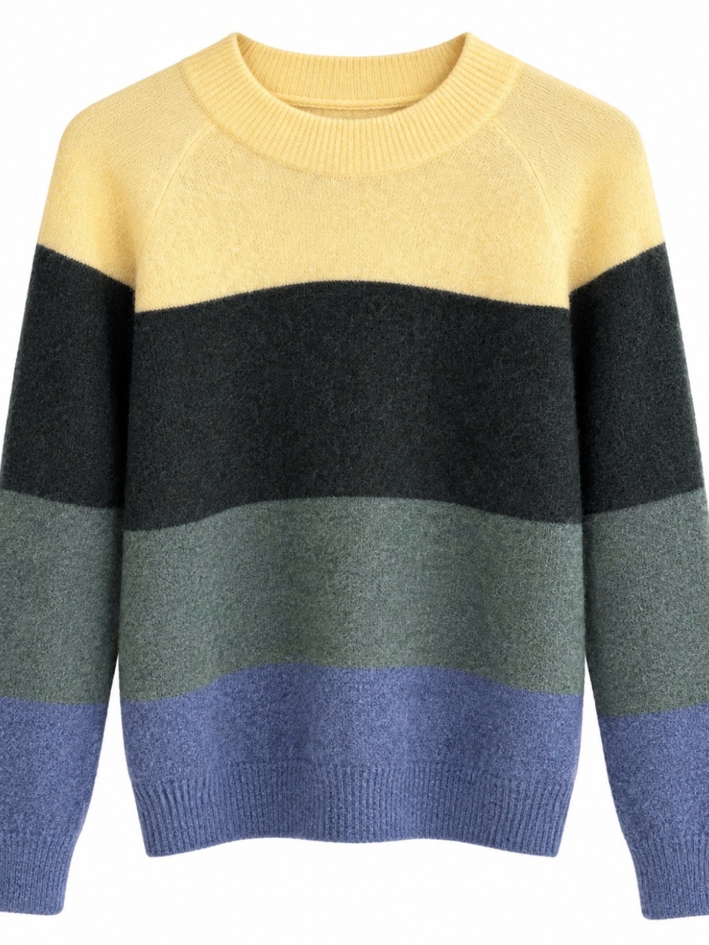 SAMSOE Striped Crewneck Sweater in Yellow, Black, Green, Blue
